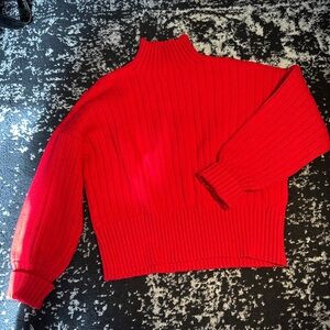 Zaful Women's Chunky Knit Red Sweater Mock Neck Size S-M